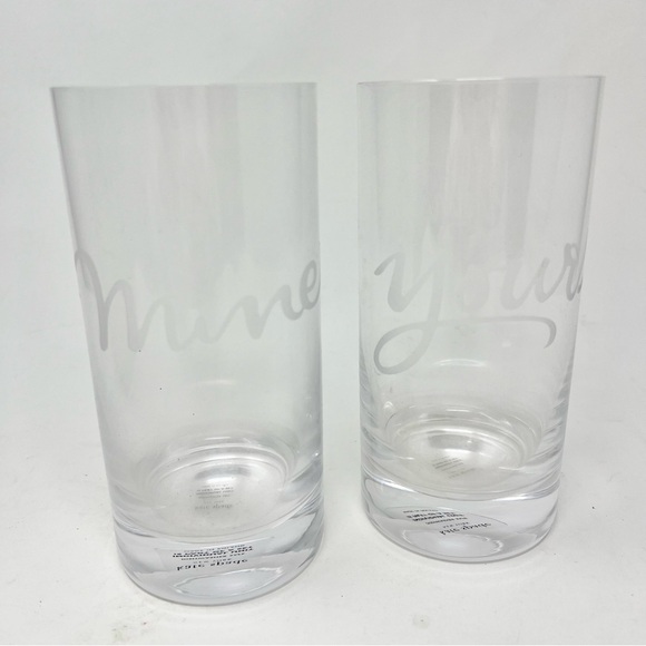 Kate Spade Lenox Crystal Two of a Kind Set of 2 Glasses “Mine” and “Yours” - Picture 4 of 10